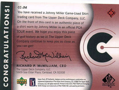 Johnny Miller Course Classics 2003 Authentic Worn PGA Tour Golf Shirt Card