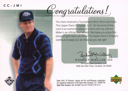Johnny Miller Course Classics Rare 2002 Upper Deck Real Relic Shirt Card