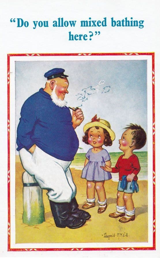 Jolly Roger Sailor Allowing Mixed Swimming Bathing Comic Humour Postcard