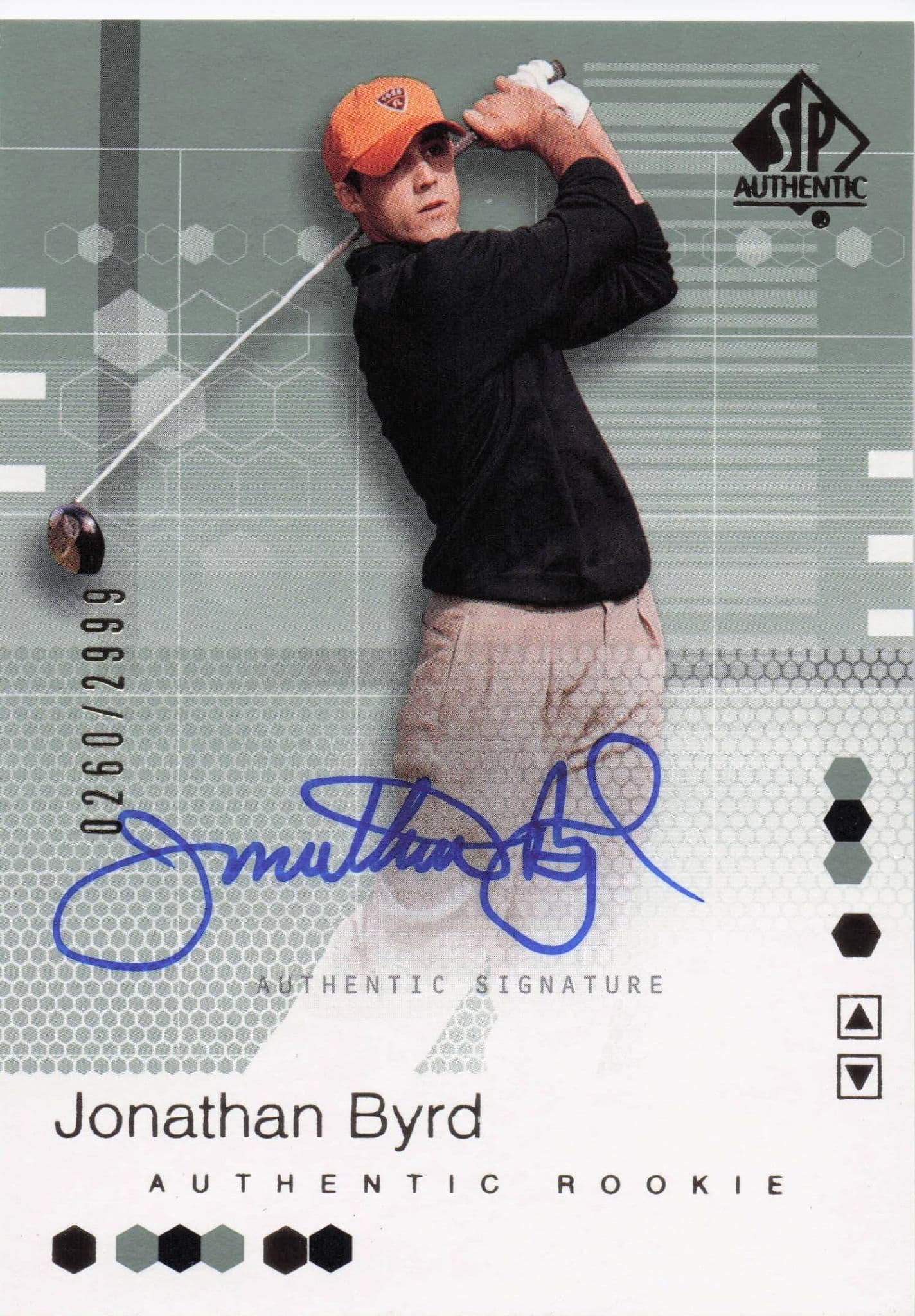 Jonathan Byrd Authentic Rookie 2002 Golf SP Hand Signed Autograph Card