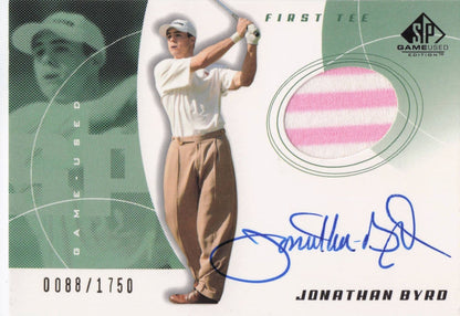 Jonathan Byrd First Tee 2002 Golf Upper Deck Hand Signed Worn Shirt Card