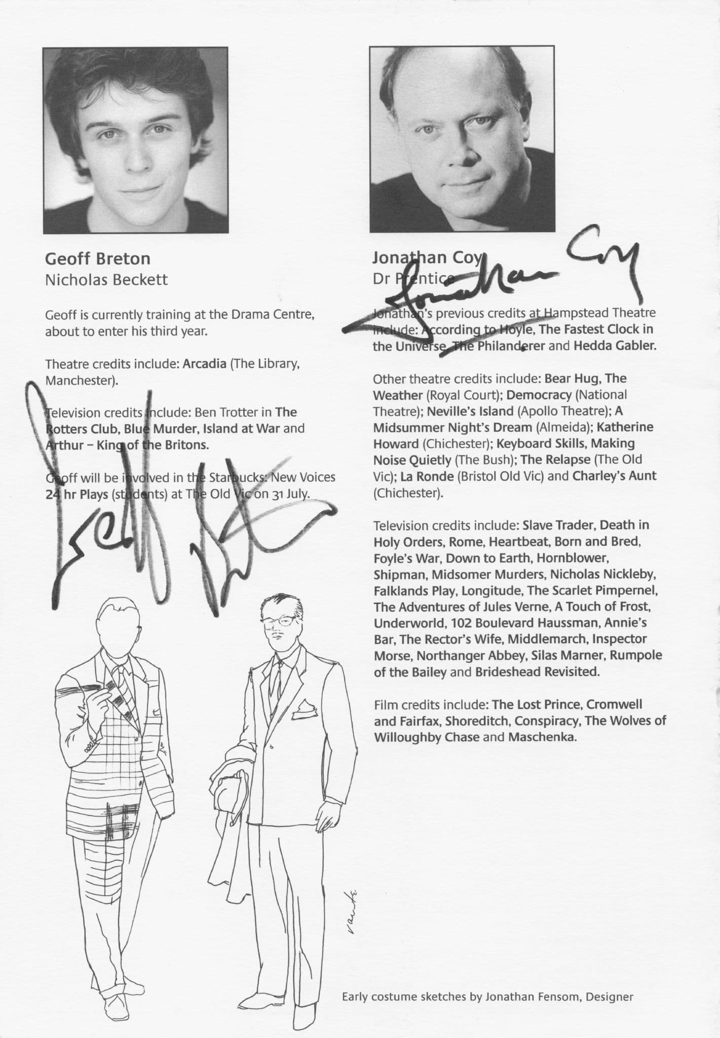Jonathan Coy Rumpole Of The Bailey Hand Signed Theatre Page