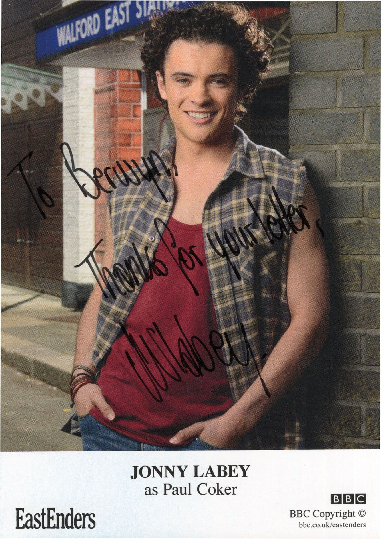 Jonny Labey as Paul Coker Eastenders Hand Signed Cast Card Photo