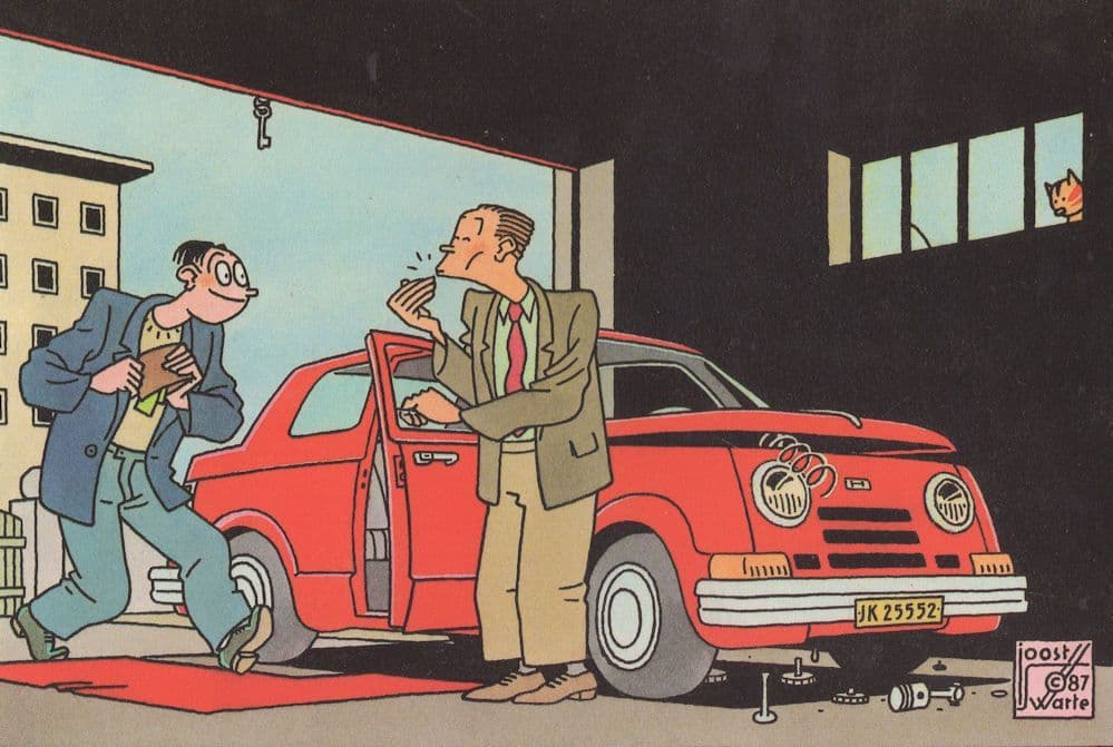 Joost Swarte Dutch Sports Car Illustrator Comic Postcard