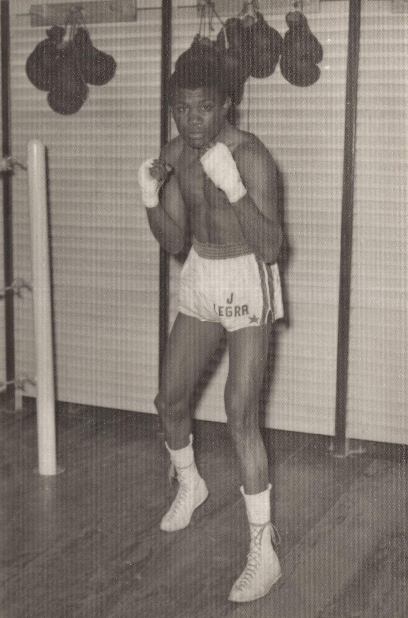 Jose Legra Cuban Boxer Boxing Training Shorts In Gym Spanish Photo