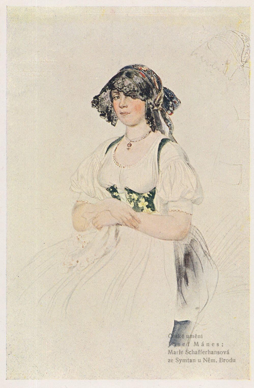 Josef Manes Czech Painting Marie Schaffierhansova Portrait Postcard