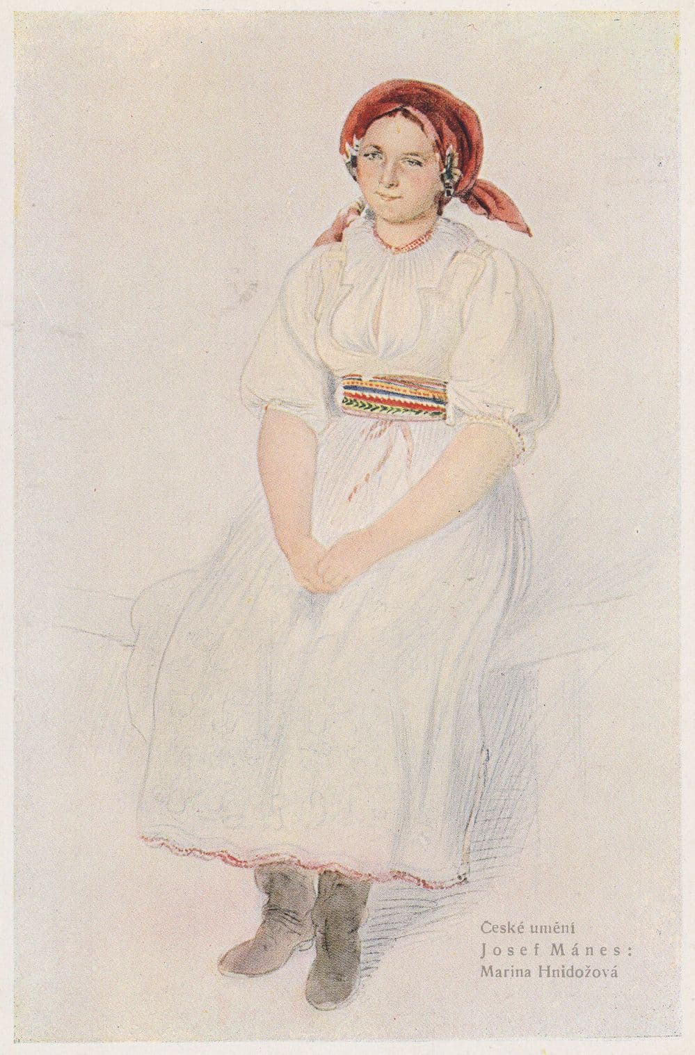 Josef Manes Marina Hnidozova Czech Artist Portrait Painting Postcard