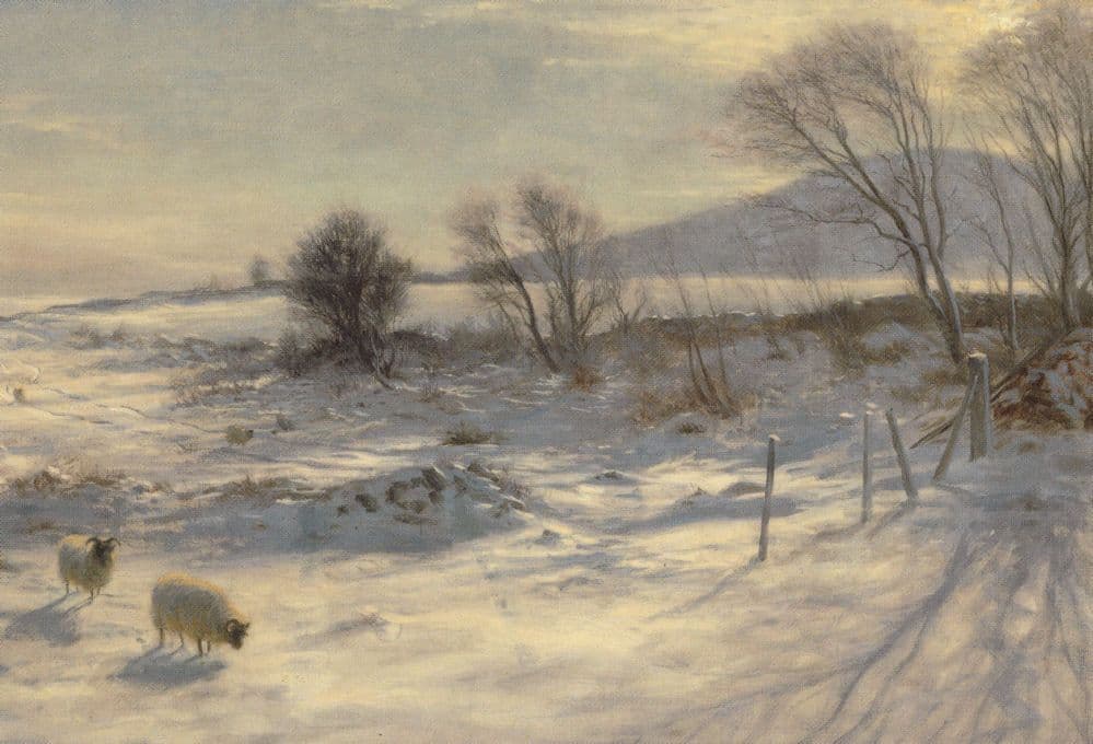 Joseph Farquharson When Snow The Pasture Sheets WW1 Painting Postcard