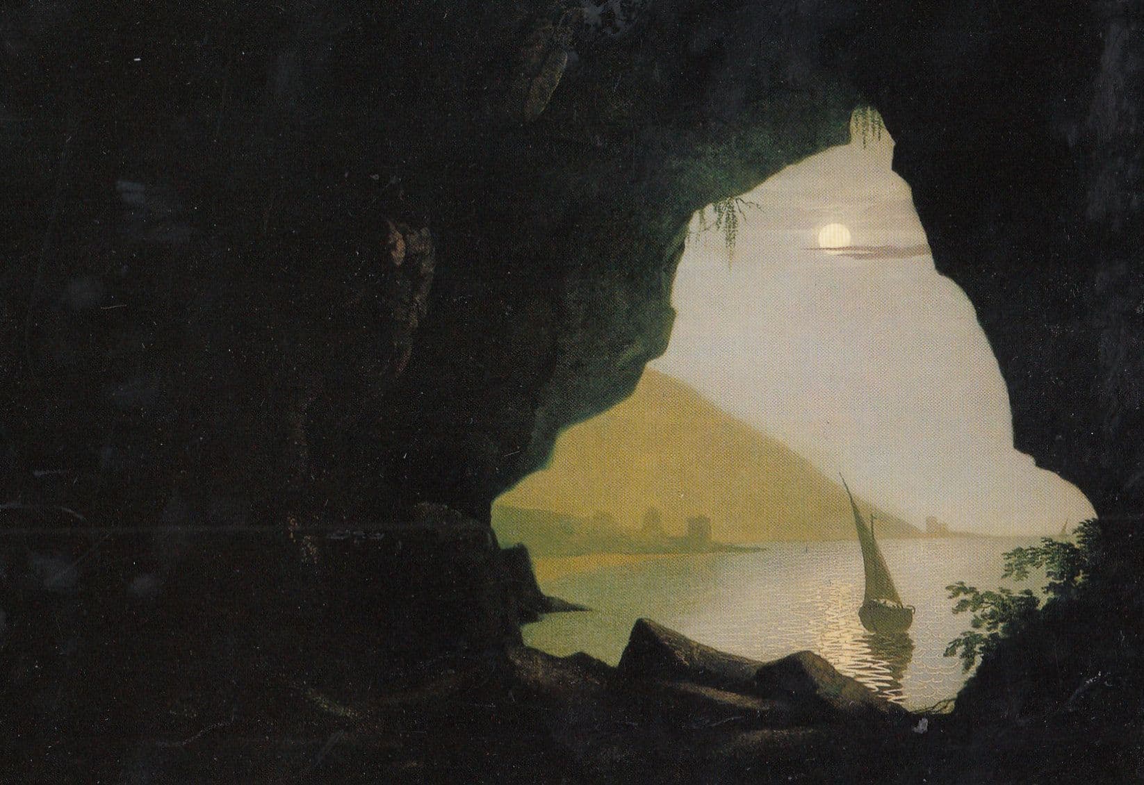 Joseph Wright Of Derby Grotto In Salerno Moonlight Painting Postcard