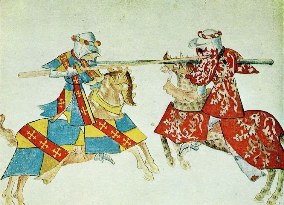 Jousting Knights Military Roll Of Arms Manuscript Art Postcard