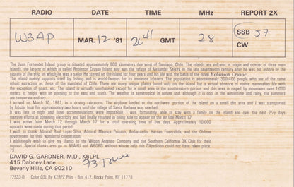 Juan Fernandez Island Santiago Ohio Radio Station QSL Postcard Card