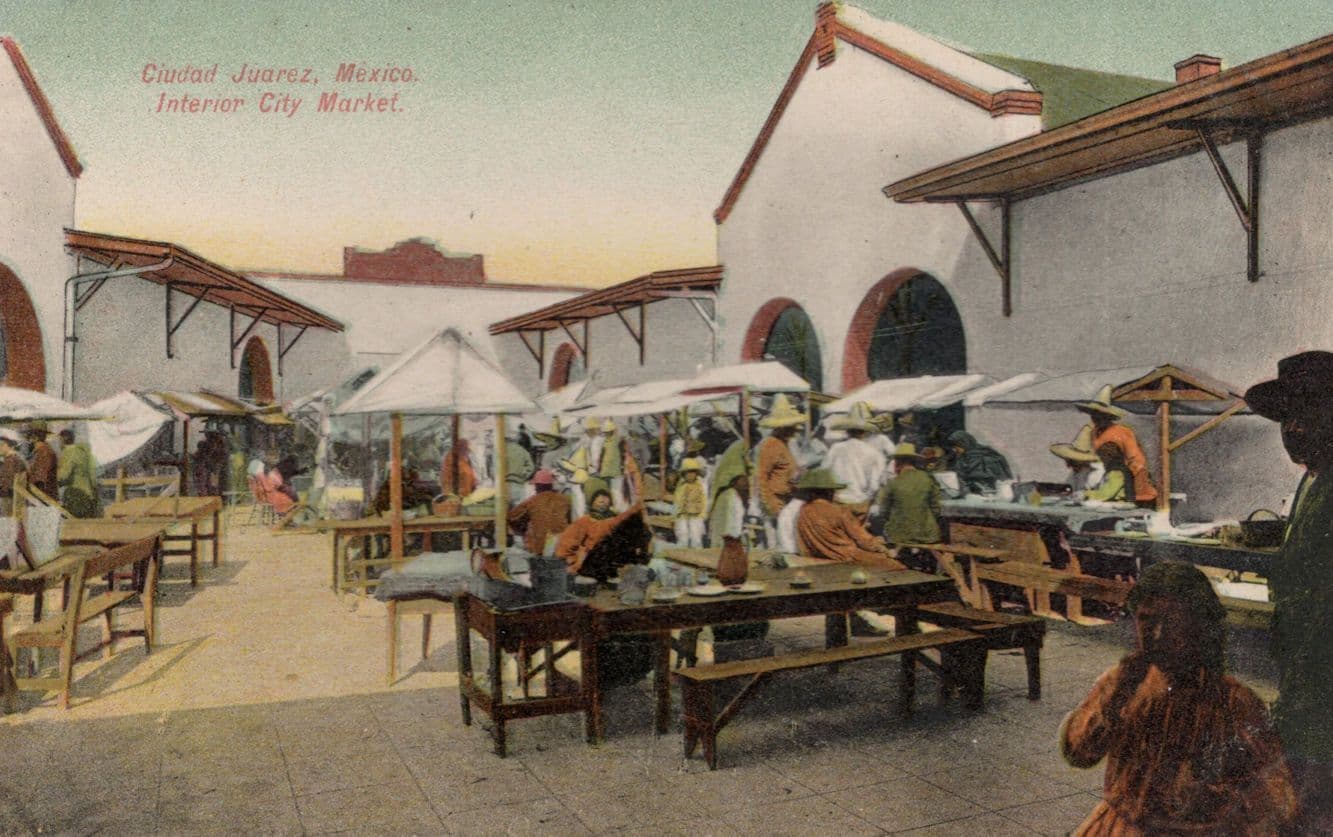 Juarez Citadel Interior City Market Mexico Antique Mexican Postcard