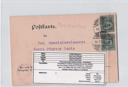 Judenbach Orphan Advice Court Caretaker Antique German Postcard