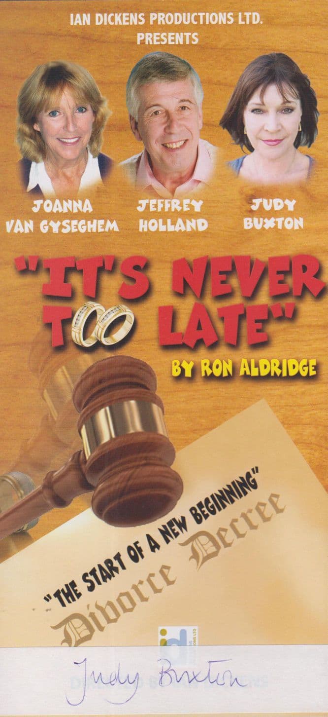 Judy Buxton General Hospital TV Show Its Never Too Late Signed Theatre Flyer