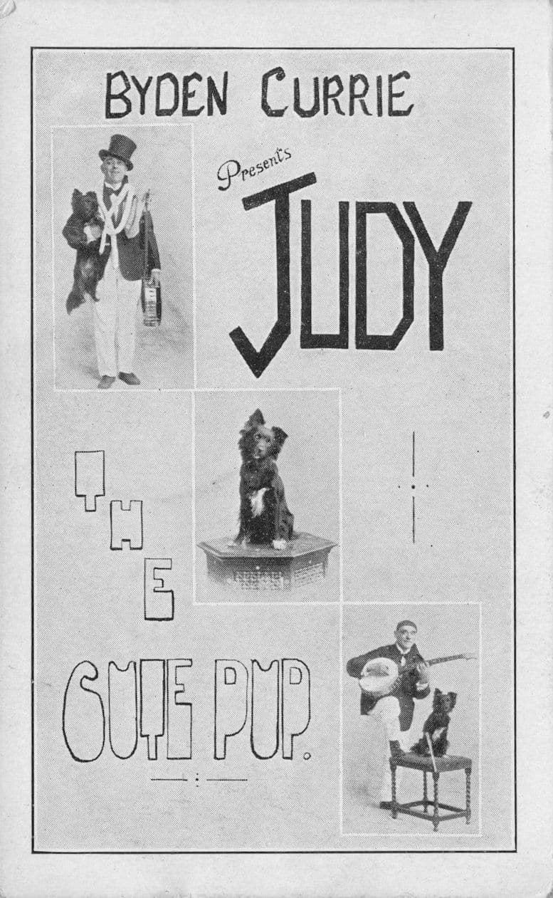 Judy Performing Puppy Dog & Byden Currie Trainer Circus Old Postcard