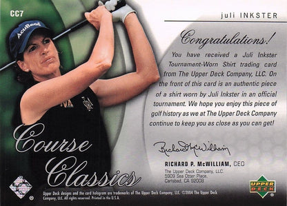 Juli Inkster Course Classics 2004 Authentic Tournament Upper Deck Golf Shirt Card