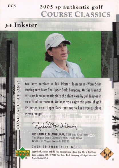 Juli Inkster Course Classics 2005 Golf SP Upper Deck Worn Shirt Card