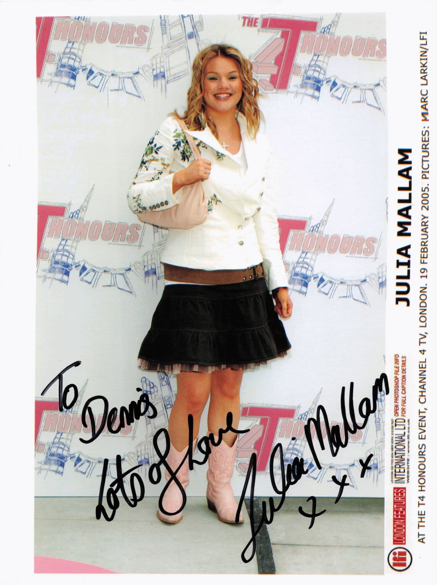 Julia Mallam at T4 Honours Awards Emmerdale 10x8 Hand Signed Photo