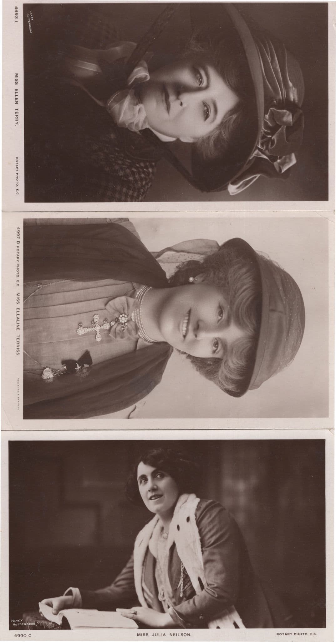 Julia Neilson Purcy Guttenberg Ellaline Terriss Ellen Terry 3x Rotary Actress Postcard s