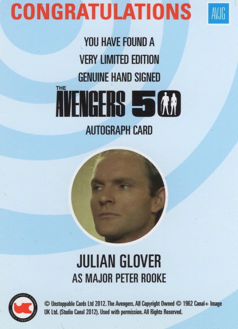 Julian Glover The Avengers 50 Autograph Rare Signed Photo Card