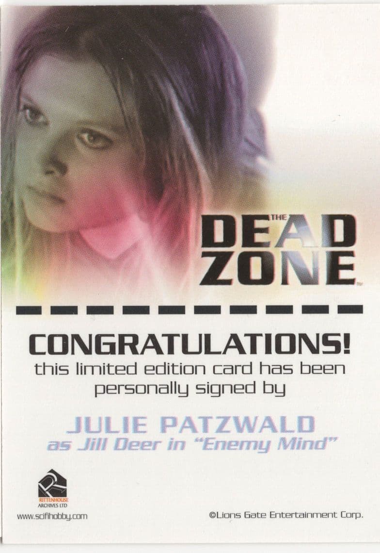 Julie Patzwald The Dead Zone Hand Signed Autograph Photo Card