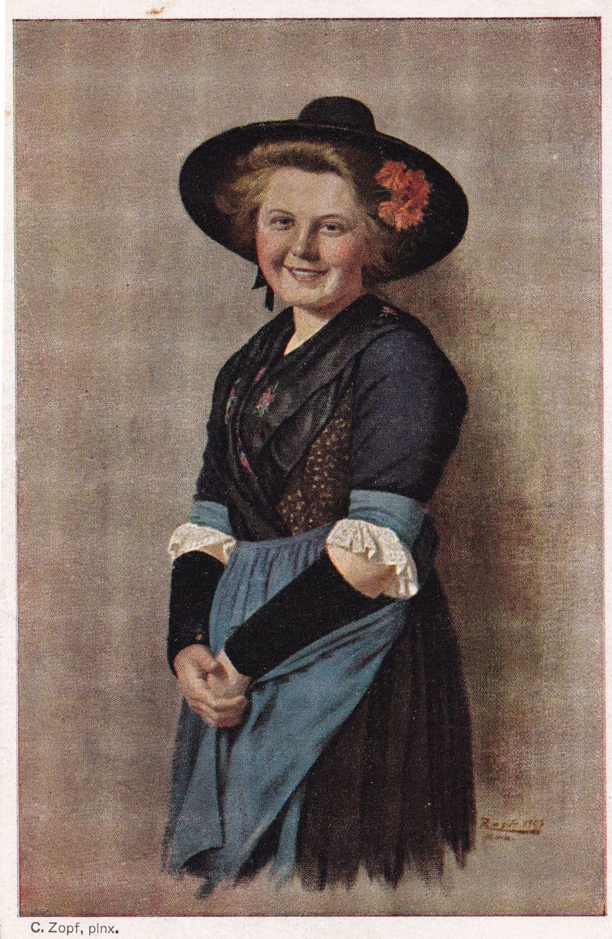 Junges Blut Standportrait Einer Jungen Frau German Postcard