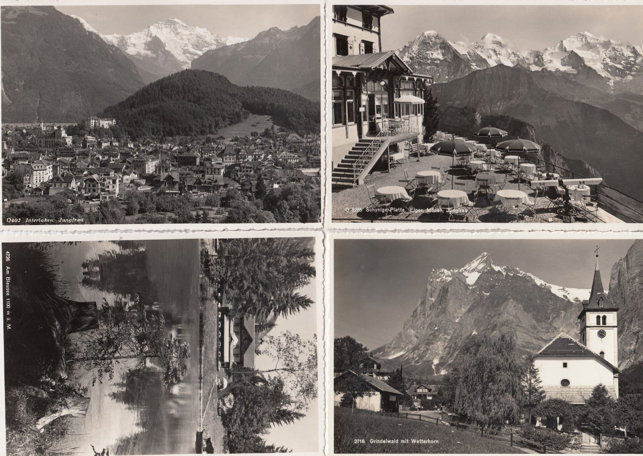 Jungfrau AM Blausee Interlaken Schynige Platte 4x Swiss Postcard s