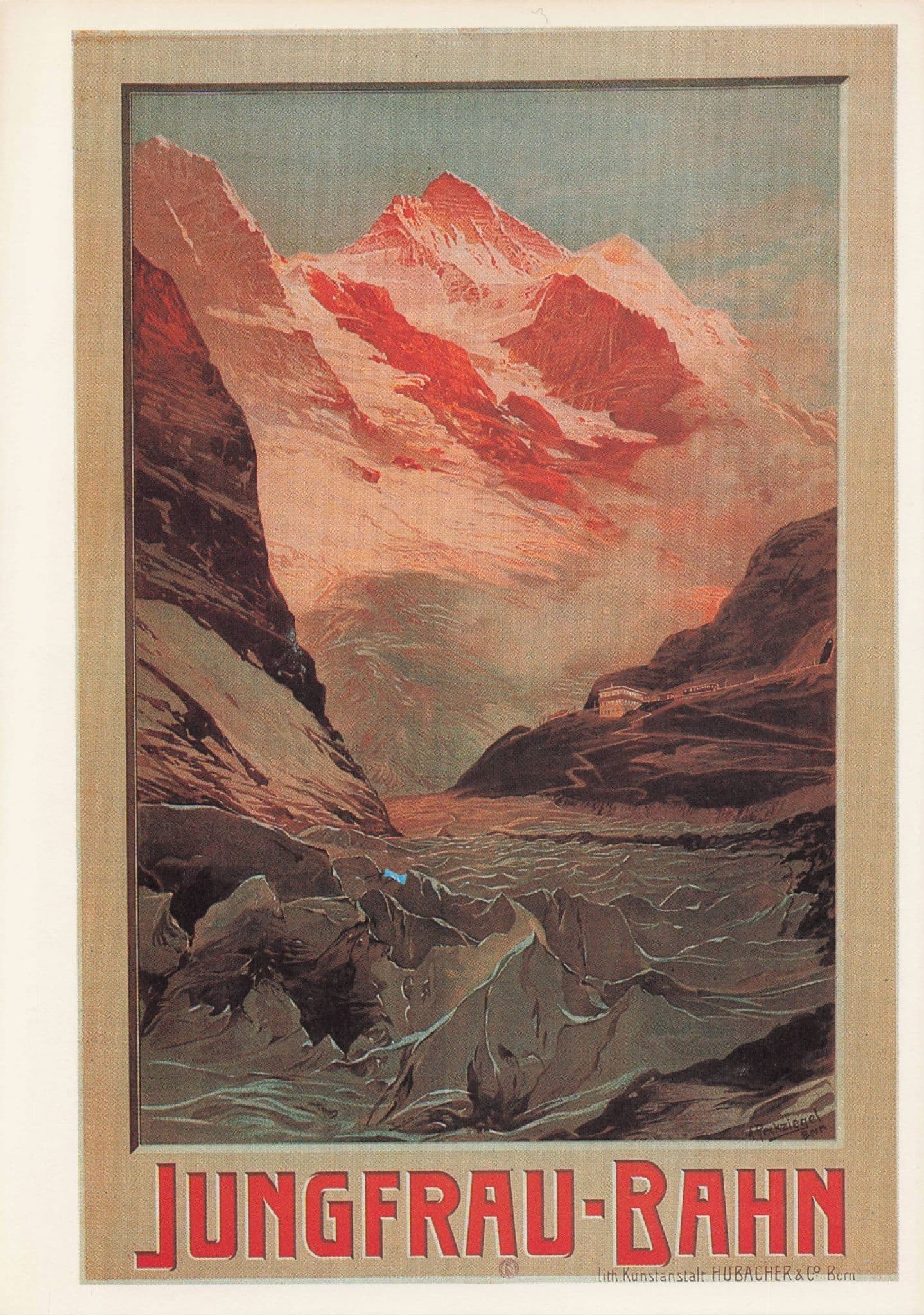 Jungfrau Bahn Switzerland Swiss Travel Advertising Poster Postcard
