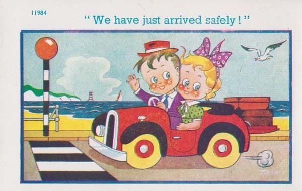 Just Arrived Safely Pelican Crossing Cute Love Comic Humour Postcard