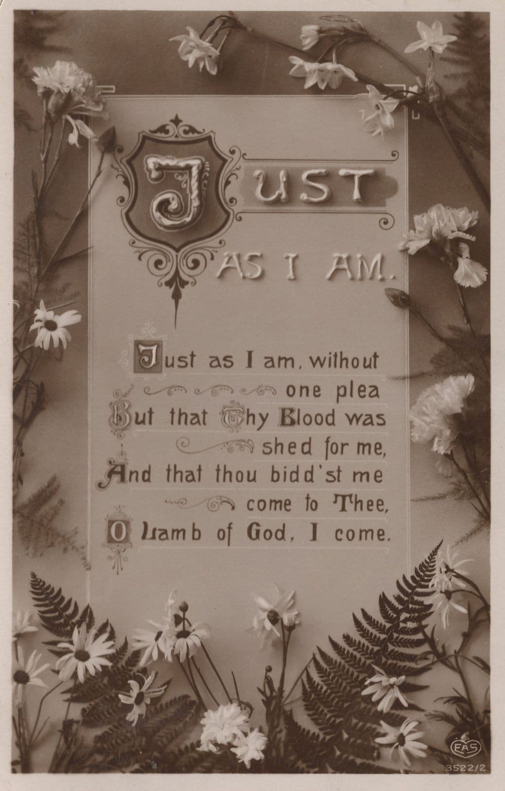 Just As I Am Blood Shed For Me Remembrance Grave Postcard