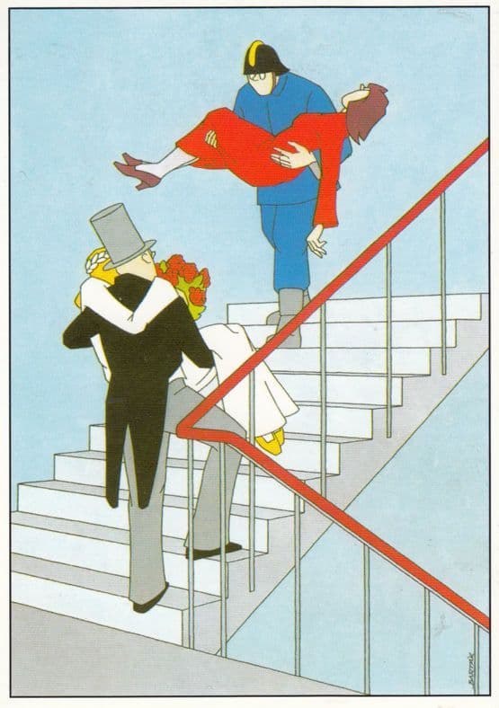 Just Married Dead Killed Wife Bad Taste Comic Postcard