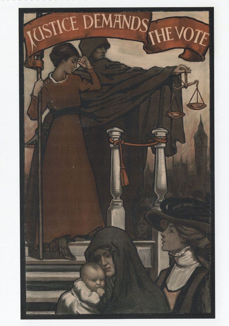 Justice Demands The Vote UK Suffrage League Suffragettes Poster Postcard
