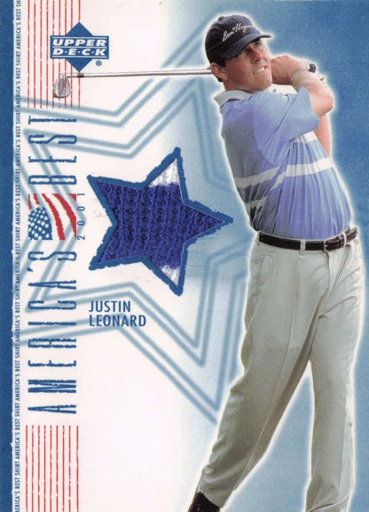Justin Leonard America's Best 2002 Upper Deck Real Worn Golf Shirt Card