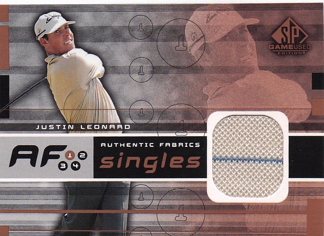 Justin Leonard Authentic Fabrics Singles Golf Upper Deck Worn Shirt Card