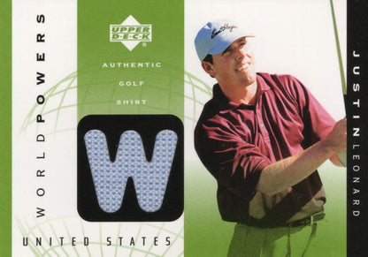 Justin Leonard Authentic World Powers Golf Upper Deck Relic Shirt Card