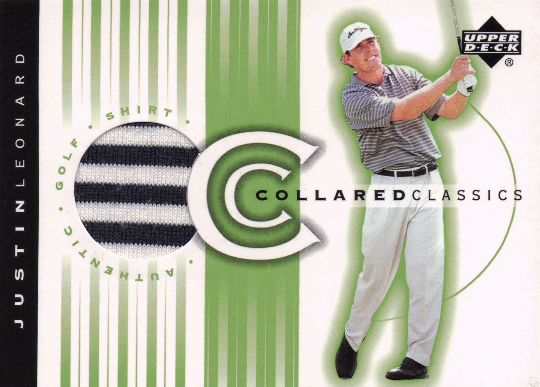Justin Leonard Collared Classics Golf Shirt Relic Upper Deck 2003 Card