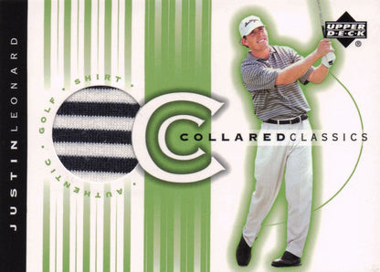 Justin Leonard Collared Classics Golf Shirt Relic Upper Deck 2003 Card