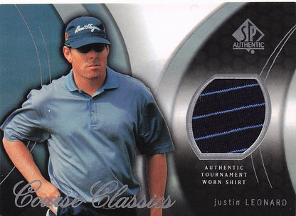 Justin Leonard Course Classics 2004 Authentic Tournament Upper Deck Golf Shirt Card