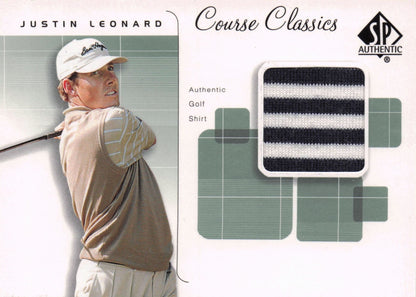 Justin Leonard Course Classics Upper Deck 2002 Real Relic Golf Shirt Card