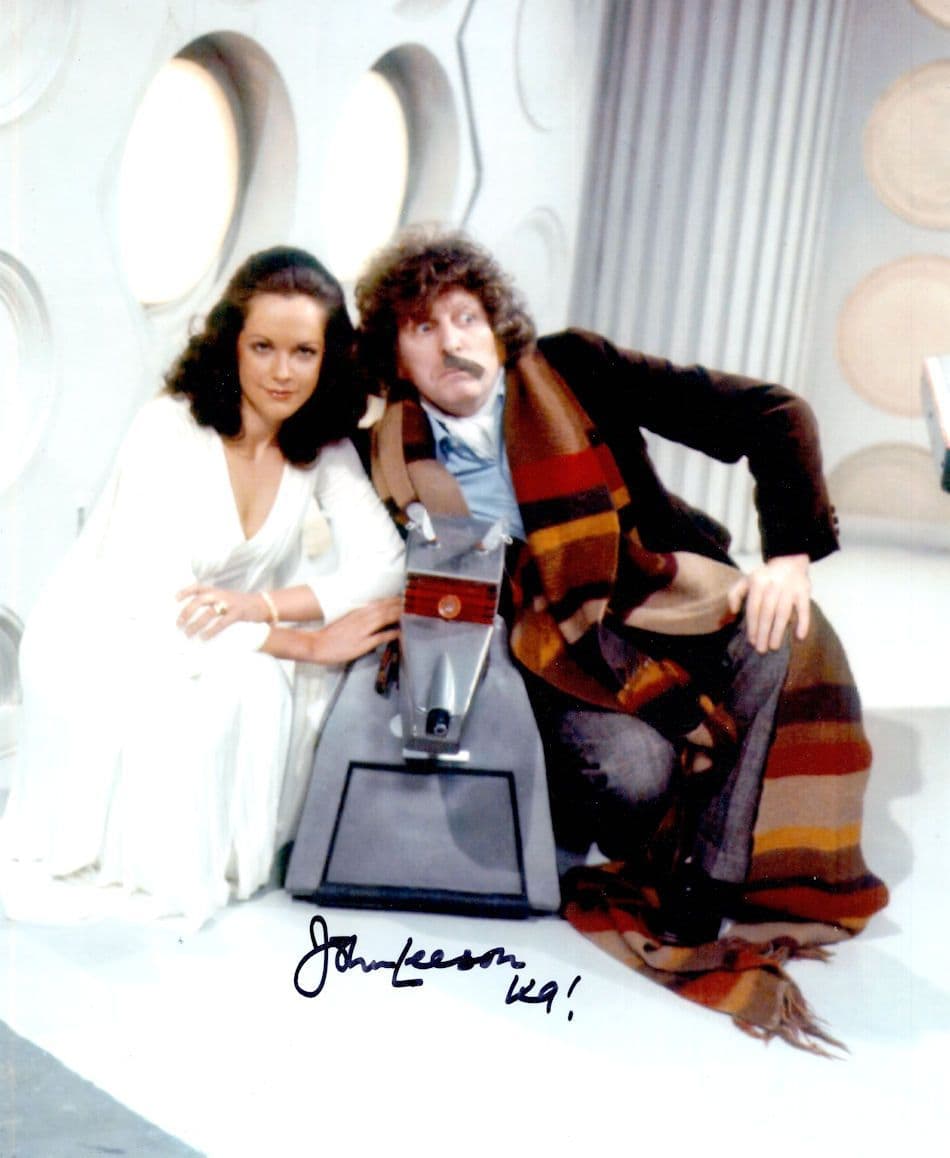 K9 John Leeson With Dr Who Assistant Large Hand Signed Photo