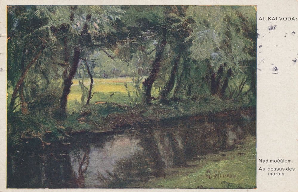 Kalvoda Czech Painting Au Dessus Des Marais Old WW1 Postcard