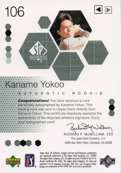 Kaname Yokoo Authentic Rookie 2002 Golf SP Hand Signed Autograph Card