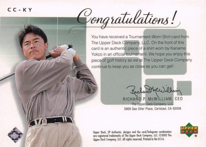 Kaname Yokoo Course Classics 2002 Authentic Worn PGA Tour Golf Shirt Card