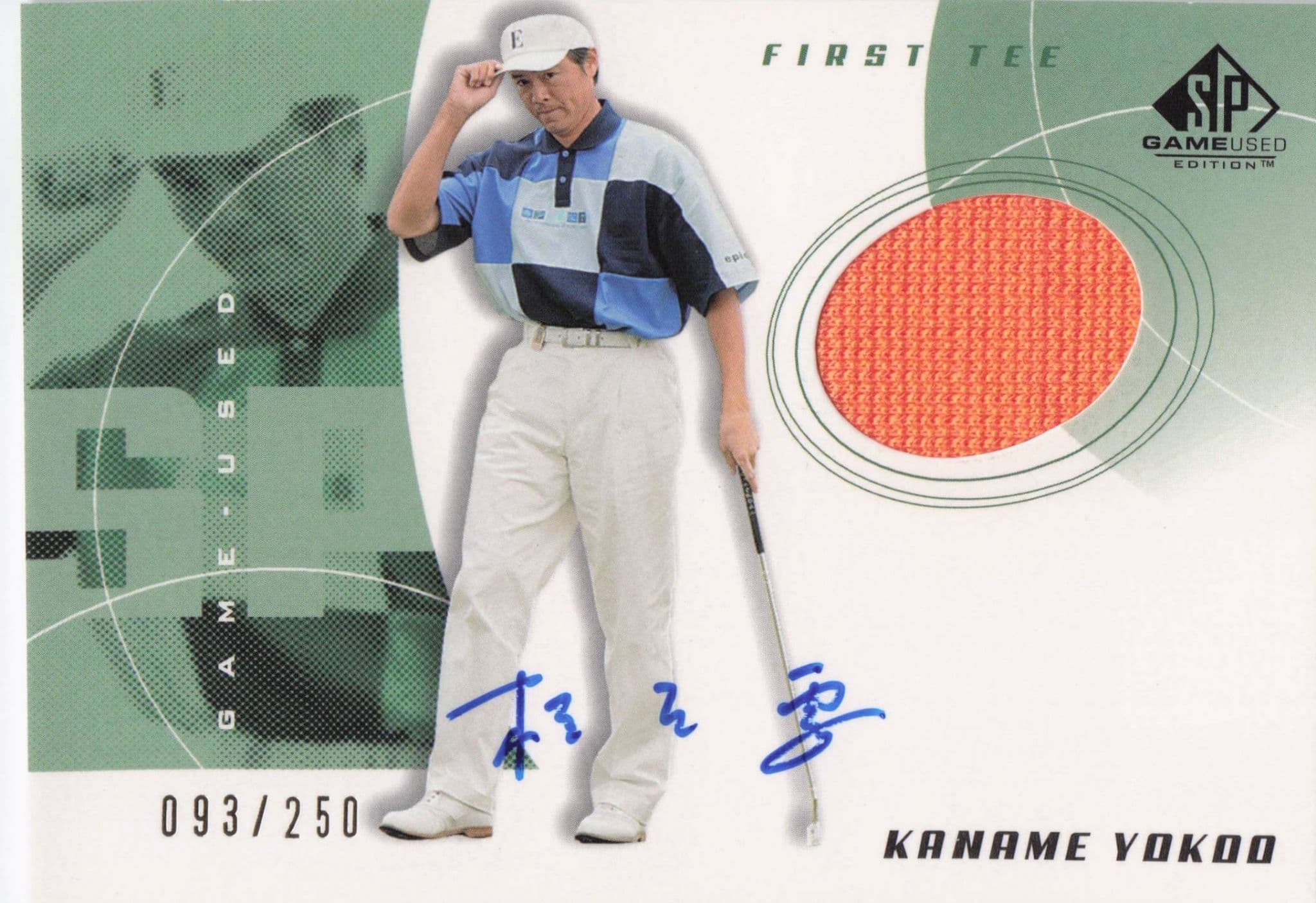 Kaname Yokoo First Tee 2002 Golf Upper Deck Hand Signed Worn Shirt Card