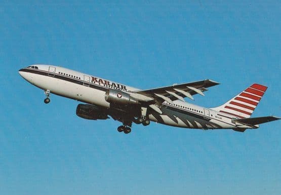 Kar Air Airbus A300B4-203 OH-LAB at Lourdes Airport 1986 Postcard