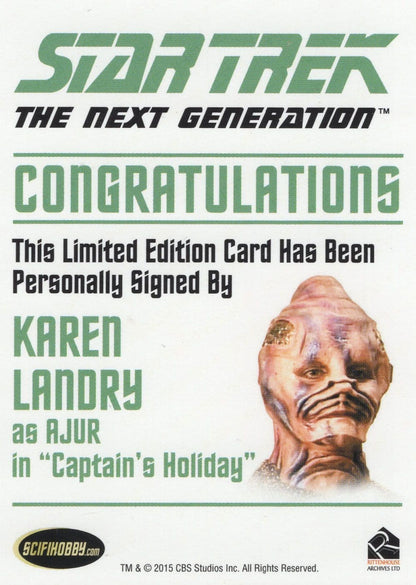 Karen Landry as Ajur Star Trek Hand Signed Autograph Photo Card