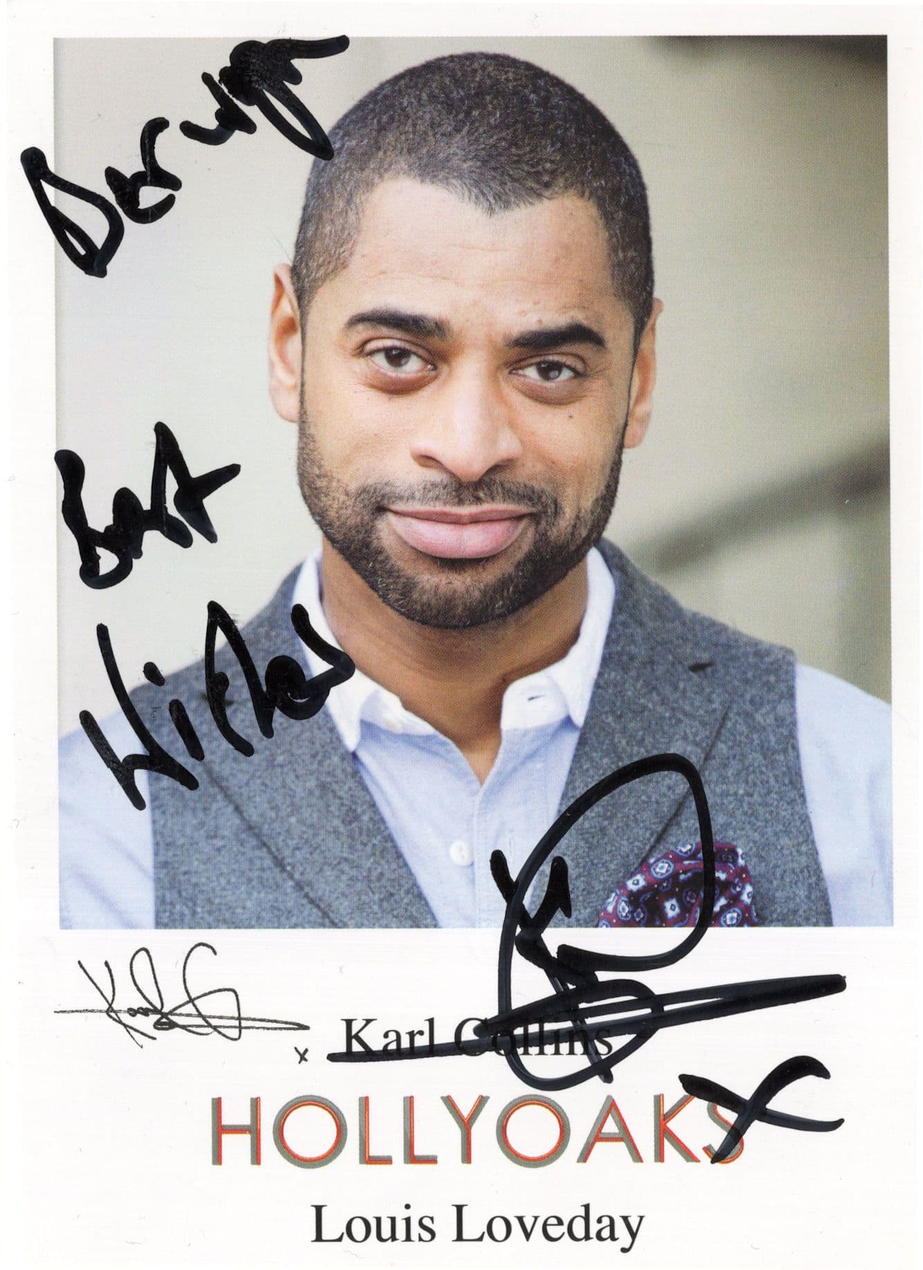 Karl Collins as Louis Loveday Hollyoaks Hand Signed Cast Photo