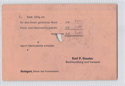 Karl Geuter Stuttgart Book Dealer Publisher Antique German Postcard