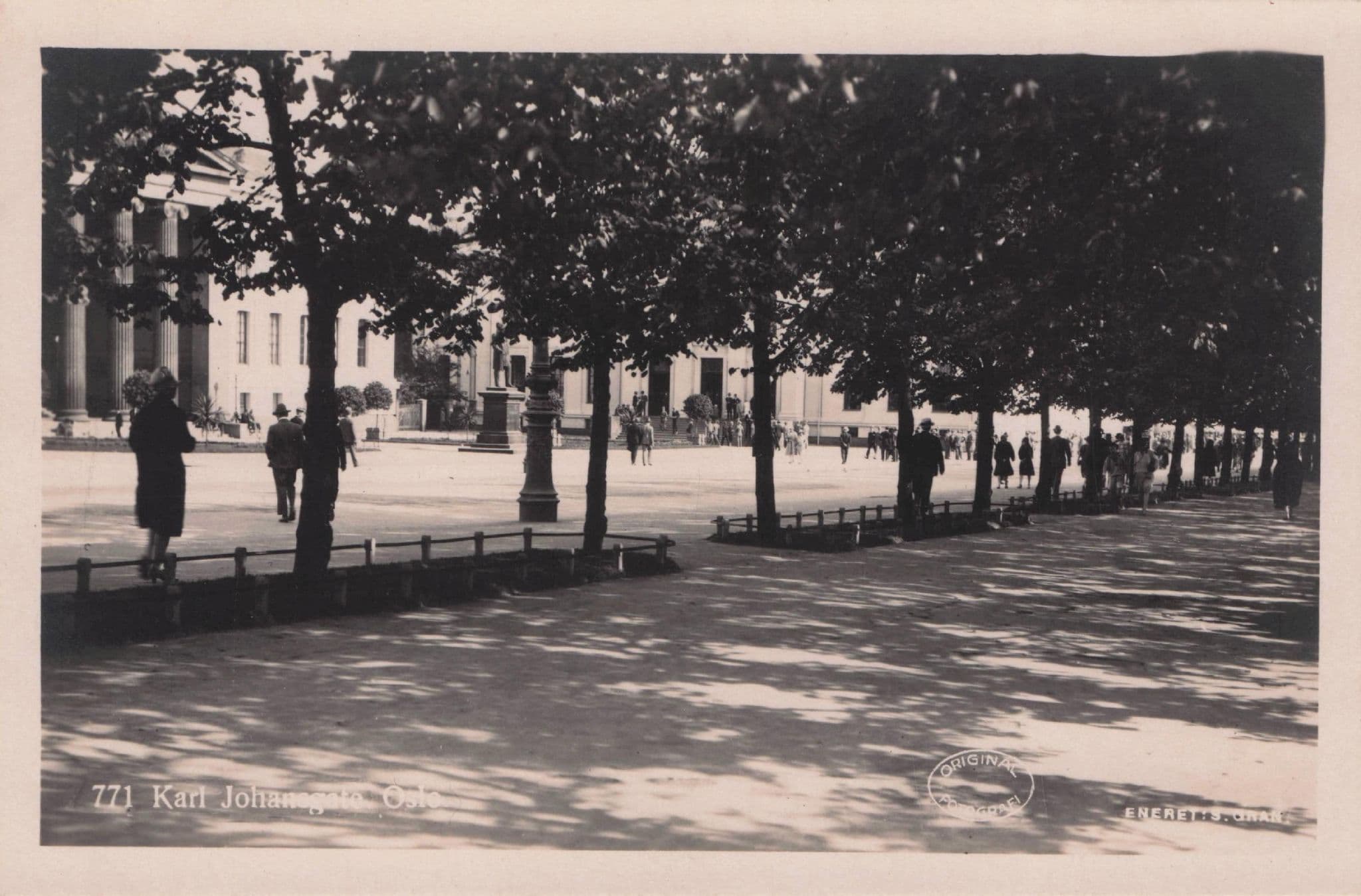 Karl Johansgate Norway 771 Enerett Tree Shadows RPC Old Postcard
