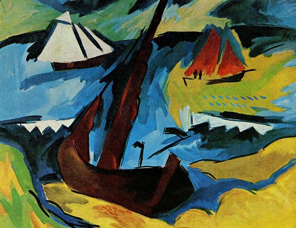 Karl Schmidt Rottluff AM Strand 1922 German Painting Postcard